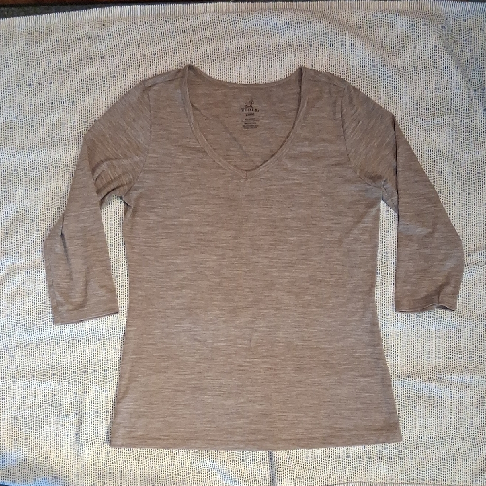 WoolX Layla Women's ALTERED Three Quarter Sleeve Merino Wool Top Size Large
